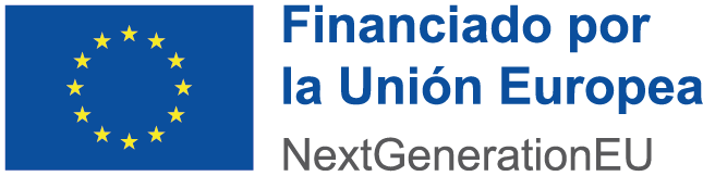 Logotipo de la Unión Europea con la frase "Financiado por la Unión Europea" y el programa "NextGenerationEU", símbolo de apoyo financiero y desarrollo sostenible en Europa.